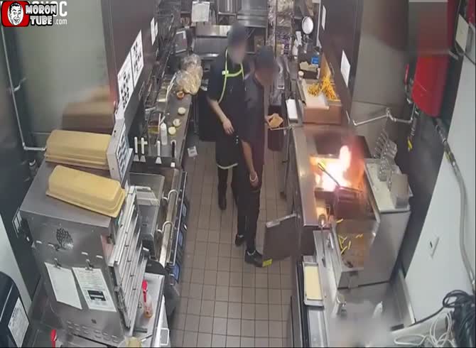 Video :This fool uses ice to put out a fire!